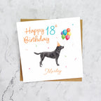 Personalised Black Labrador 18th Birthday Card, Custom Name, Dog Lover Gift, Countryside Pet Illustration, Age Eighteen (P00309) - Default Title (P00309)