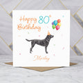 Personalised Black Labrador 80th Birthday Card, Custom Name, Dog Lover Gift, Countryside Pet Illustration, Age 80 (P00316) - Default Title (P00316)