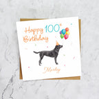 Personalised Black Labrador 100th Birthday Card, Custom Name, Dog Lover Gift, Countryside Pet Illustration, Age 100 (P00318) - Default Title (P00318)