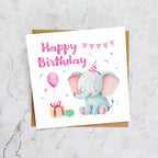 Cute Elephant Birthday Card, Children’s Happy Birthday Card, Kids Animal Birthday, Girl Birthday Card, Baby And Toddler Card (S00001) - Blank Inside - Sent To You (S00001)