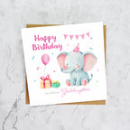Goddaughter Birthday Card, Cute Elephant Birthday Card, To A Special Goddaughter, Kids Animal Birthday (S00005) - Blank Inside - Sent To You (S00005)