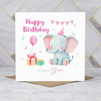 Gran Birthday Card, Cute Elephant Birthday Card, To A Special Gran, Kids Animal Birthday, Granddaughter Grandson Card (S00006) - Blank Inside - Sent To You (S00006)