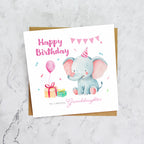 Granddaughter Birthday Card, Cute Elephant Birthday Card, To A Special Granddaughter, Kids Animal Birthday (S00007) - Blank Inside - Sent To You (S00007)