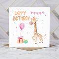 Happy Birthday Giraffe Card For Her, Cute Watercolour Girls Animal Birthday Card, Kids Childrens Card (S00022) - Blank Inside - Sent To You (S00022)