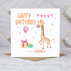 Cute Giraffe Mummy Birthday Card, Watercolour Animal Birthday Card For Mummy, Girls Birthday Card (S00025) - Blank Inside - Sent To You (S00025)