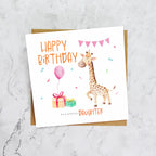 Cute Giraffe Daughter Birthday Card, Watercolour Animal Birthday Card For Daughter, Girls Birthday Card (S00027) - Blank Inside - Sent To You (S00027)