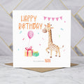 Cute Giraffe Nan Birthday Card, Watercolour Animal Birthday Card For Nan, Girls Birthday Card (S00031) - Blank Inside - Sent To You (S00031)