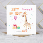 Cute Giraffe Auntie Birthday Card, Watercolour Animal Birthday Card For Auntie, Girls Birthday Card (S00032) - Blank Inside - Sent To You (S00032)
