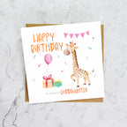 Cute Giraffe Goddaughter Birthday Card, Watercolour Animal Birthday Card For Goddaughter, Girls Birthday Card (S00033) - Blank Inside - Sent To You (S00033)