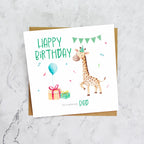 Cute Giraffe Birthday Card for Boys, Animal Birthday Card For Dad, Watercolour Giraffe Happy Birthday Card (S00036) - Blank Inside - Sent To You (S00036)