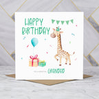 Cute Giraffe Birthday Card for Boys, Animal Birthday Card For Grandad, Watercolour Giraffe Happy Birthday Card (S00041) - Blank Inside - Sent To You (S00041)