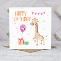 5th Birthday Giraffe Card for Girls, Cute Animal Fifth Birthday Card, Watercolour Kids Happy Birthday Card (S00053) - Blank Inside - Sent To You (S00053)