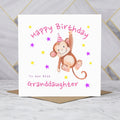 Personalised Monkey Happy Birthday Card For The Best Granddaughter, Kids Birthday Greeting Card For Her (S00067) - Blank Inside - Sent To You (S00067)