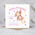 Personalised Monkey Happy Birthday Card For The Best Nan, Kids Birthday Greeting Card For Her (S00071) - Blank Inside - Sent To You (S00071)