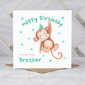 Personalised Monkey Happy Birthday Card For The Best Brother, Kids Birthday Greeting Card For Him (S00075) - Blank Inside - Sent To You (S00075)