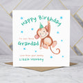 Personalised Monkey Happy Birthday Card For Grandad, Kids Birthday Greeting Card For Him (S00080) - Blank Inside - Sent To You (S00080)