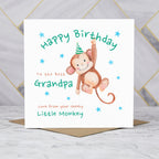 Personalised Monkey Happy Birthday Card For Grandpa, Kids Birthday Greeting Card For Him (S00081) - Blank Inside - Sent To You (S00081)