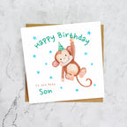 Personalised Monkey Happy Birthday Card For Son, Kids Birthday Greeting Card For Him (S00084) - Blank Inside - Sent To You (S00084)