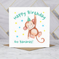 Personalised Monkey Happy Birthday Card, Kids Birthday Greeting Card For Him (S00087) - Blank Inside - Sent To You (S00087)