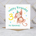Personalised Monkey 3rd Birthday Card For Boy, Children's Kids Age Birthday Card (S00096) - Blank Inside - Sent To You (S00096)