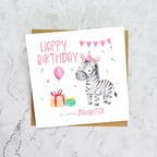 Personalised Zebra Daughter Birthday Card, Watercolour Safari Animal Happy Birthday Card For Special Daughter (S00103) - Blank Inside - Sent To You (S00103)