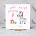 Personalised Zebra Niece Birthday Card, Watercolour Safari Animal Happy Birthday Card For Special Niece (S00110) - Blank Inside - Sent To You (S00110)