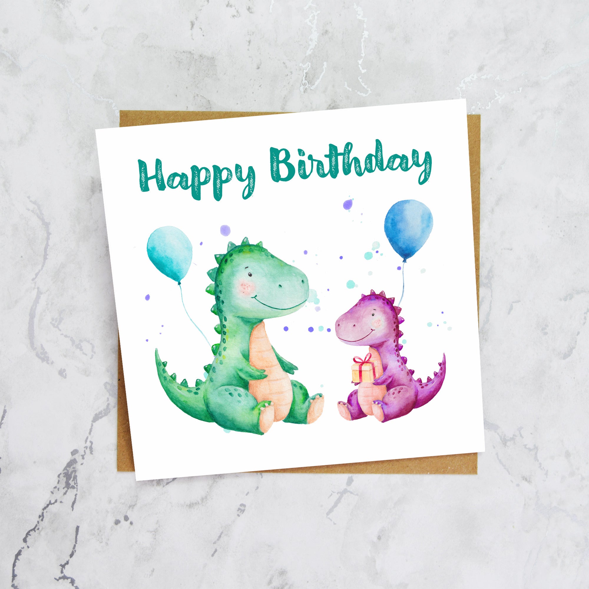 Personalised Dinosaur Birthday Card, Watercolour Dino Birthday Card For Kids Girl Birthday Greeting Card (S00120) - Blank Inside - Sent To You (S00120)