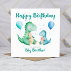 Big Brother Dinosaur Birthday Card, Personalised Watercolour Dino Boy Birthday Card (S00122) - Blank Inside - Sent To You (S00122)