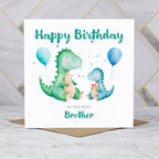 Brother Dinosaur Birthday Card, Personalised Watercolour Dino Boy Birthday Card (S00123) - Blank Inside - Sent To You (S00123)