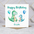 Cousin Dinosaur Birthday Card, Personalised Watercolour Dino Boy Birthday Card (S00124) - Blank Inside - Sent To You (S00124)