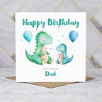 Dad Dinosaur Birthday Card, Personalised Watercolour Dino Boy Birthday Card (S00125) - Blank Inside - Sent To You (S00125)