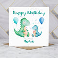 Nephew Dinosaur Birthday Card, Personalised Watercolour Dino Boy Birthday Card (S00129) - Blank Inside - Sent To You (S00129)