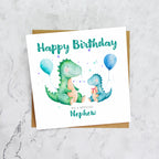 Nephew Dinosaur Birthday Card, Personalised Watercolour Dino Boy Birthday Card (S00129) - Blank Inside - Sent To You (S00129)