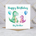Big Brother Dinosaur Birthday Card, Personalised Watercolour Dino Birthday Card For Brother From Sister (S00132) - Blank Inside - Sent To You (S00132)