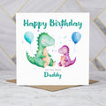 Daddy Dinosaur Birthday Card, Personalised Watercolour Dino Birthday Card From Daughter (S00137) - Blank Inside - Sent To You (S00137)