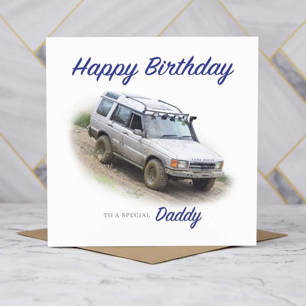 Land Rover Discovery Birthday Card For Daddy, Personalised Off Road 4x4 Enthusiast Greeting Card For Him, Special Birthday (S00142) - Blank Inside - Sent To You (S00142)