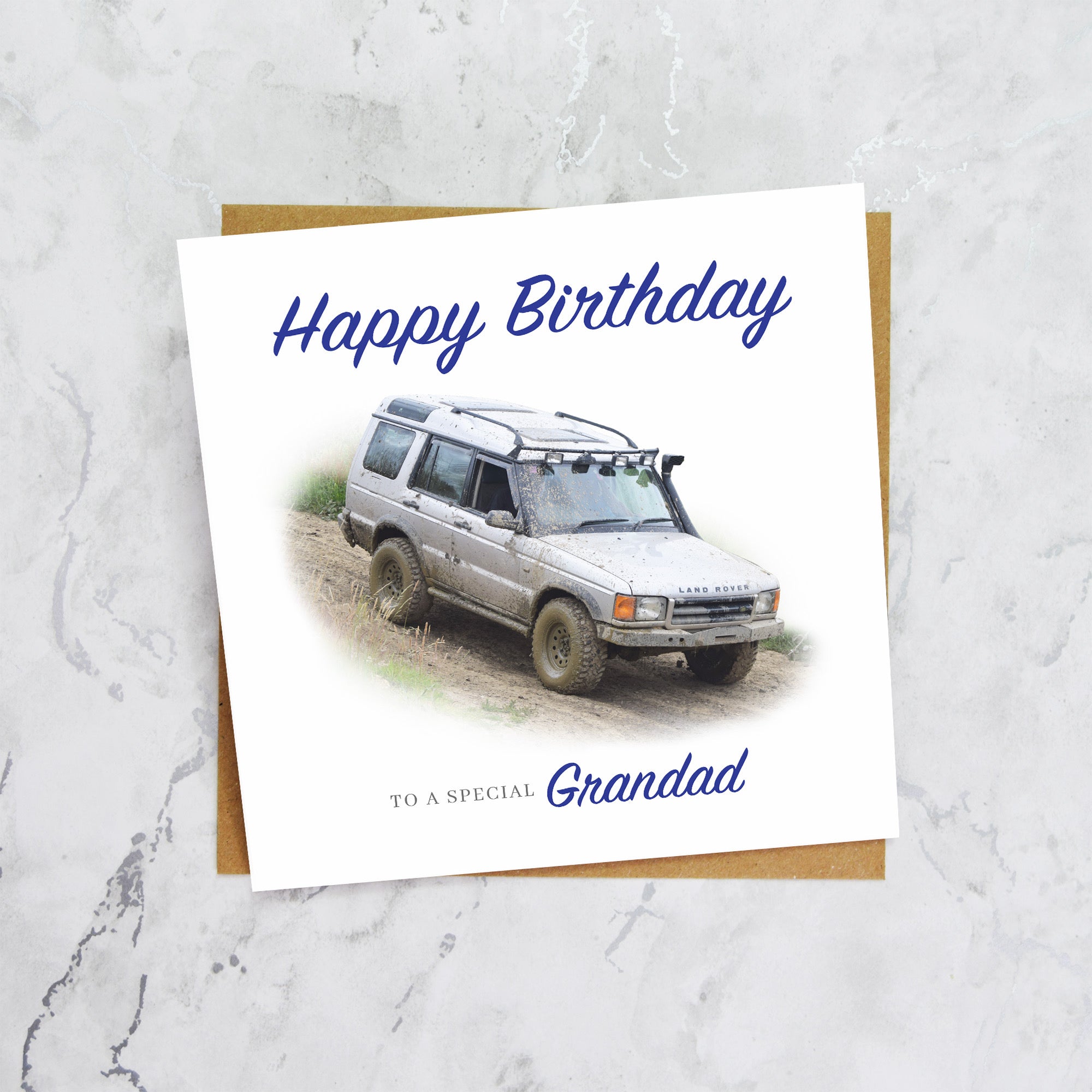 Land Rover Discovery Birthday Card For Grandad, Personalised Off Road 4x4 Enthusiast Greeting Card For Him, Special Birthday (S00143) - Blank Inside - Sent To You (S00143)