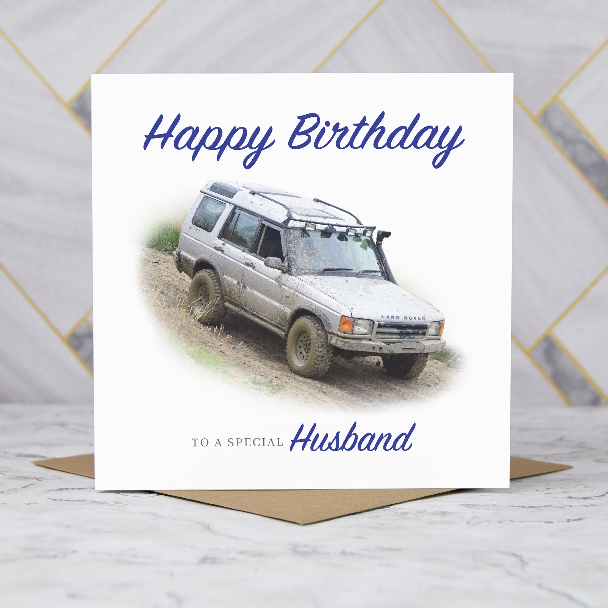 Land Rover Discovery Birthday Card For Husband, Personalised Off Road 4x4 Enthusiast Greeting Card For Him, Special Birthday (S00146) - Blank Inside - Sent To You (S00146)