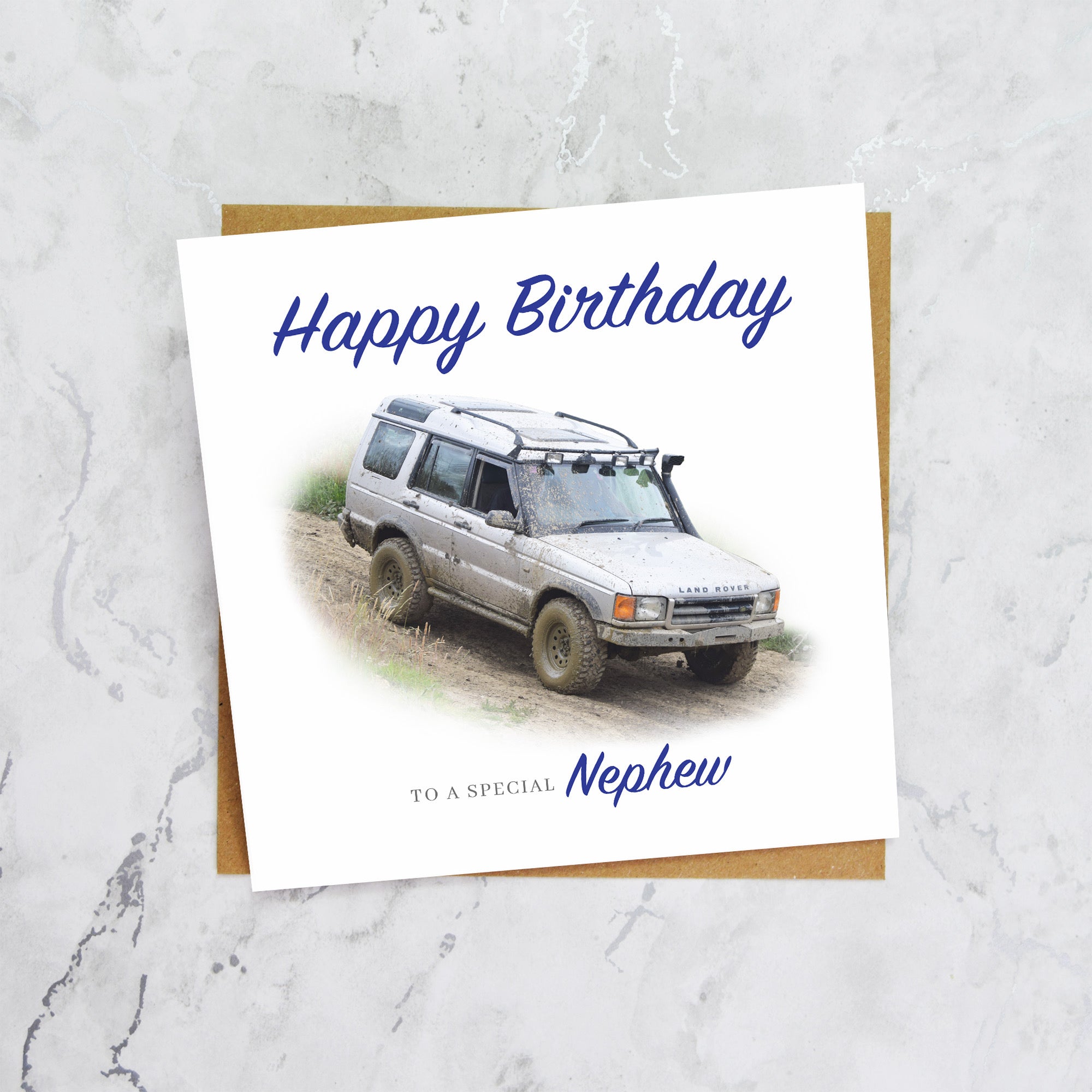 Land Rover Discovery Birthday Card For Nephew, Personalised Off Road 4x4 Enthusiast Greeting Card For Him, Special Birthday (S00147) - Blank Inside - Sent To You (S00147)