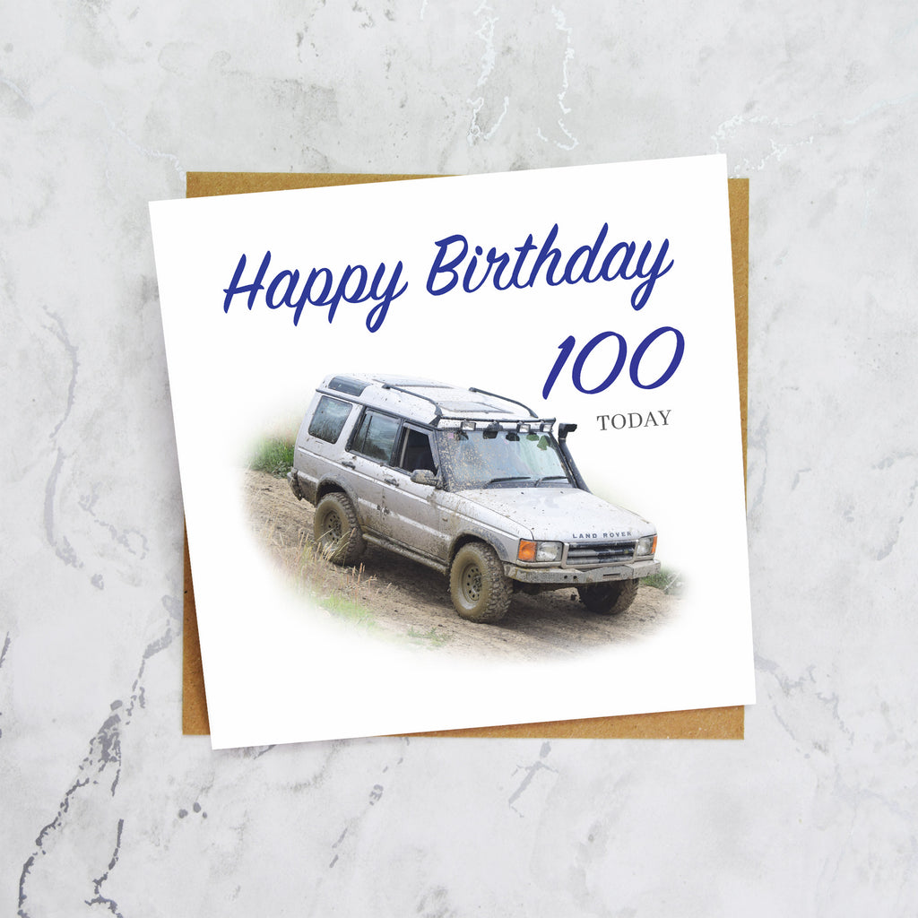 100th Birthday Card For Him, Land Rover Discovery Card, Off Road 4x4 Birthday Card, Age 100 Birthday (S00164) - Blank Inside - Sent To You (S00164)
