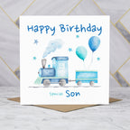 Birthday Card For Son, Train Birthday Card For Boys, Watercolour Steam Train Card, Kid's Birthday Card (S00166) - Blank Inside - Sent To You (S00166)