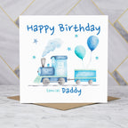 Birthday Card For Daddy, Train Birthday Card For Boys, Watercolour Steam Train Card, Kid's Birthday Card (S00168) - Blank Inside - Sent To You (S00168)