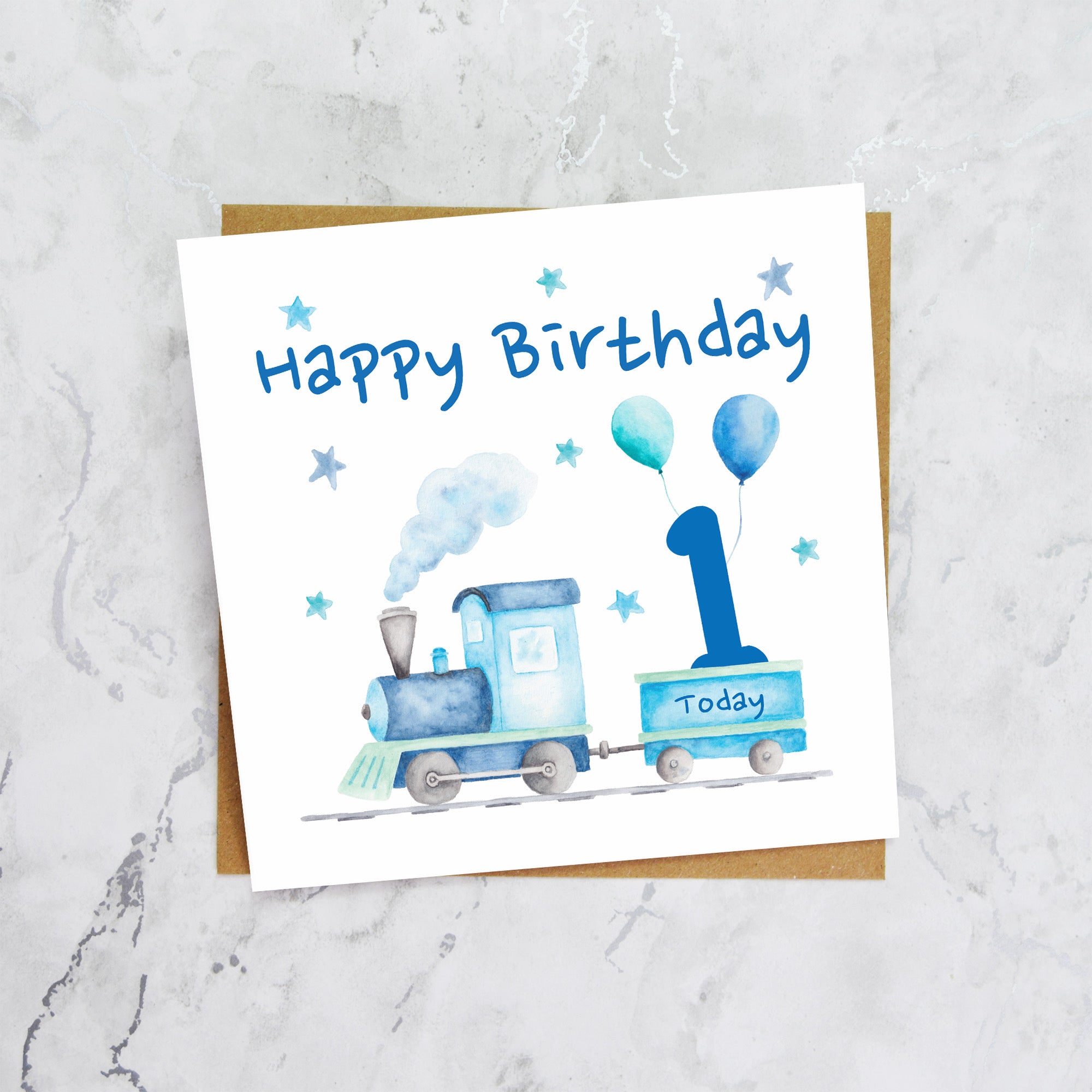 1st Birthday Card For Boy, Train Birthday Card Age 1, Steam Train First Birthday Card, Train Lover Card (S00173) - Blank Inside - Sent To You (S00173)