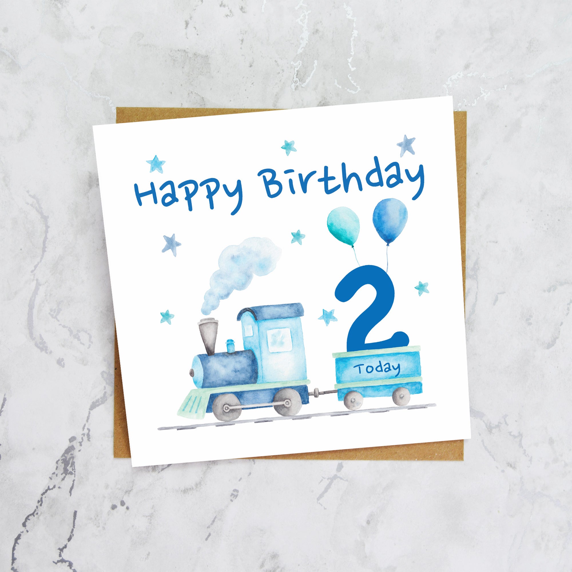 2nd Birthday Card For Boy, Train Birthday Card Age 2, Steam Train Second Birthday Card, Train Lover Card (S00174) - Blank Inside - Sent To You (S00174)