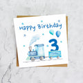 3rd Birthday Card For Boy, Train Birthday Card Age 3, Steam Train Third Birthday Card, Train Lover Card (S00175) - Blank Inside - Sent To You (S00175)