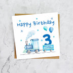 3rd Birthday Card For Boy, Train Birthday Card Age 3, Steam Train Third Birthday Card, Train Lover Card (S00175) - Blank Inside - Sent To You (S00175)