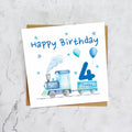 4th Birthday Card For Boy, Train Birthday Card Age 4, Steam Train Fourth Birthday Card, Train Lover Card (S00176) - Blank Inside - Sent To You (S00176)