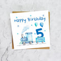 5th Birthday Card For Boy, Train Birthday Card Age 5, Steam Train Fifth Birthday Card, Train Lover Card (S00177) - Blank Inside - Sent To You (S00177)