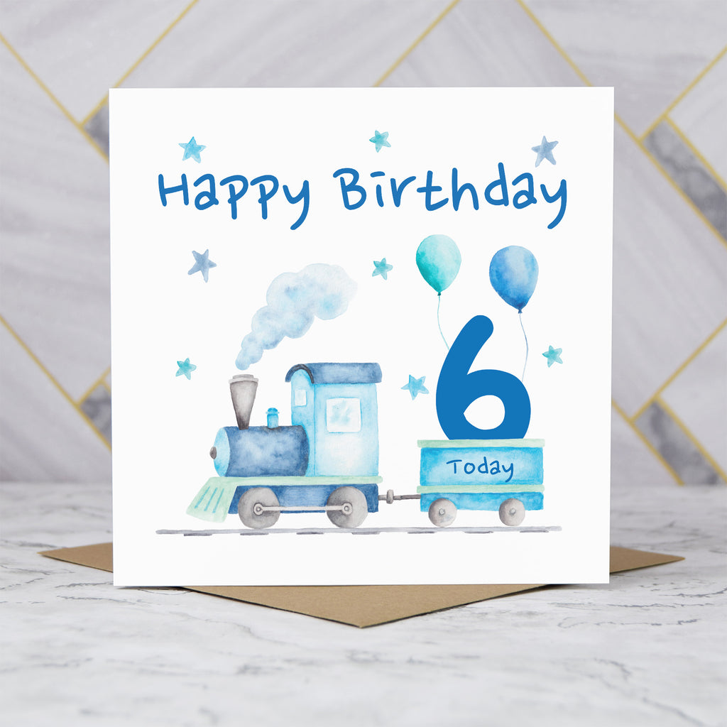 6th Birthday Card For Boy, Train Birthday Card Age 6, Steam Train Sixth Birthday Card, Train Lover Card (S00178) - Blank Inside - Sent To You (S00178)