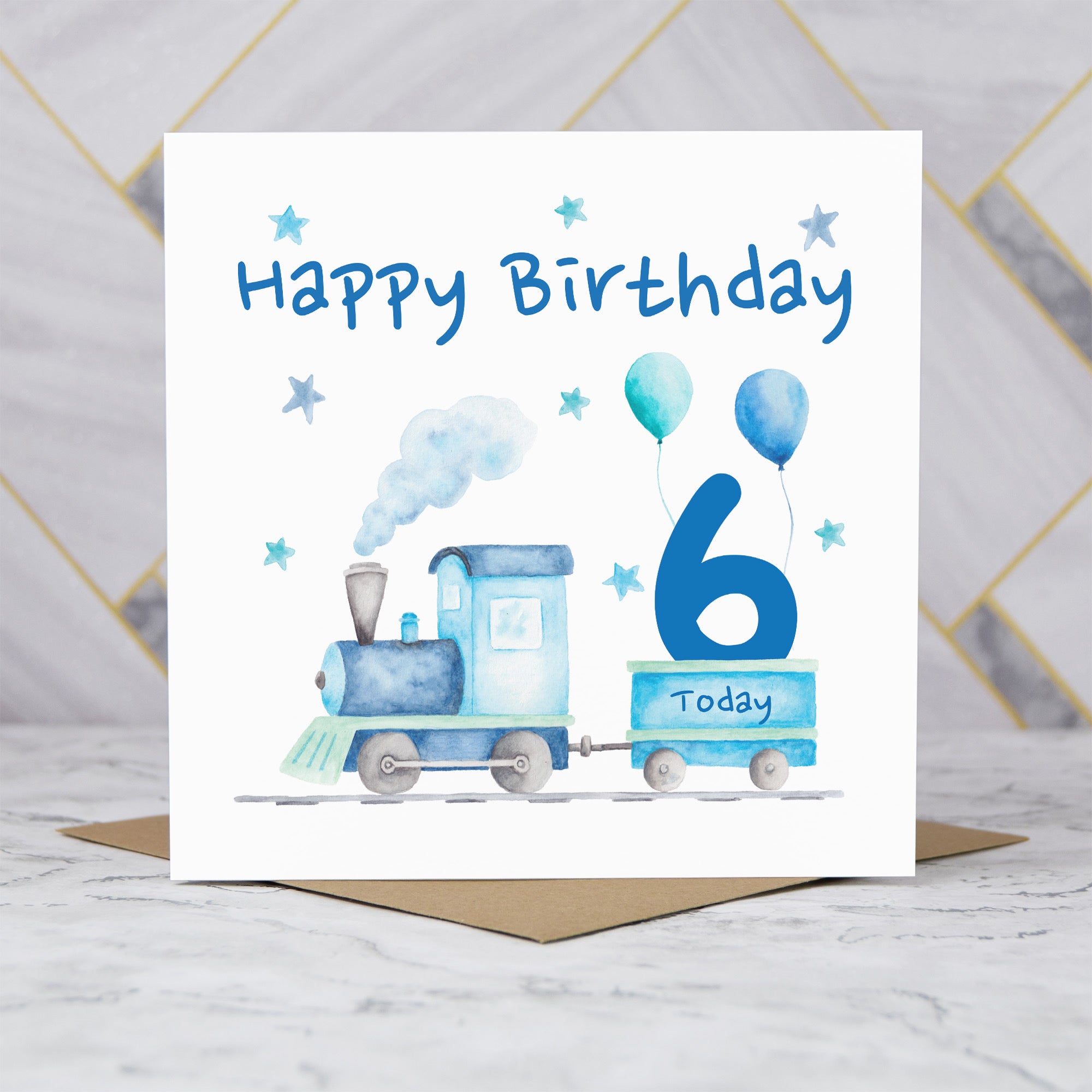 6th Birthday Card For Boy, Train Birthday Card Age 6, Steam Train Sixth Birthday Card, Train Lover Card (S00178) - Blank Inside - Sent To You (S00178)